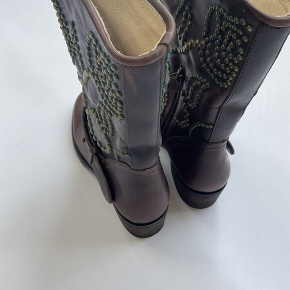 Guess Women’s Esperanza Western Studded Leather Boots In Brown Size 5.5 - Picture 13 of 16